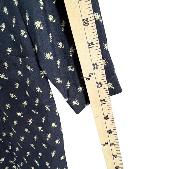 Garnet Hill Dress Womens XS Blue Floral Crepe Drop Waist Buttons Cottage Boho - Picture 11 of 16